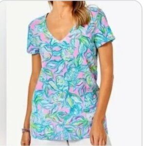 Lilly Pulitzer Pelican Peak Off The Scales V Neck Top M